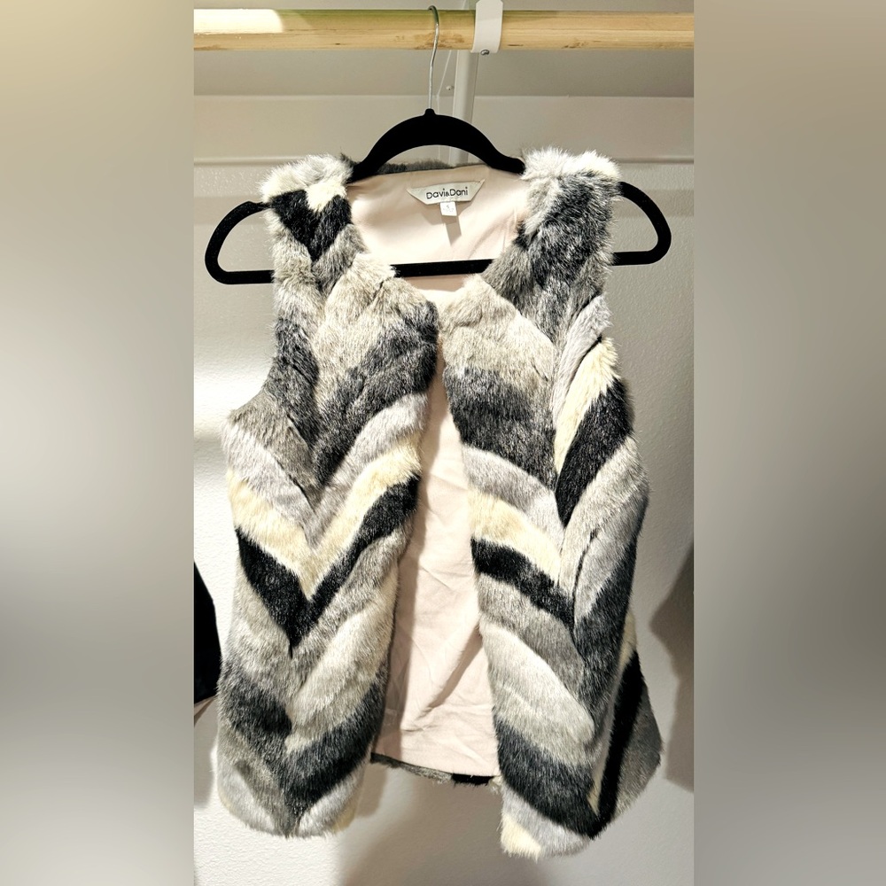 Multi color faux fur vest. Size Small